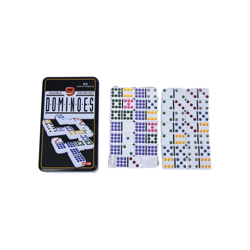 Color Dot Double Deväť plechová krabička Precision Dominoes