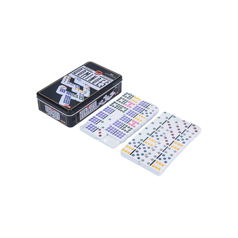 Color Dot Double Deväť plechová krabička Precision Dominoes