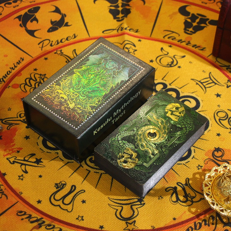 Mystická zelená a zlatá edícia - Tarotové karty Kesulu Mythology