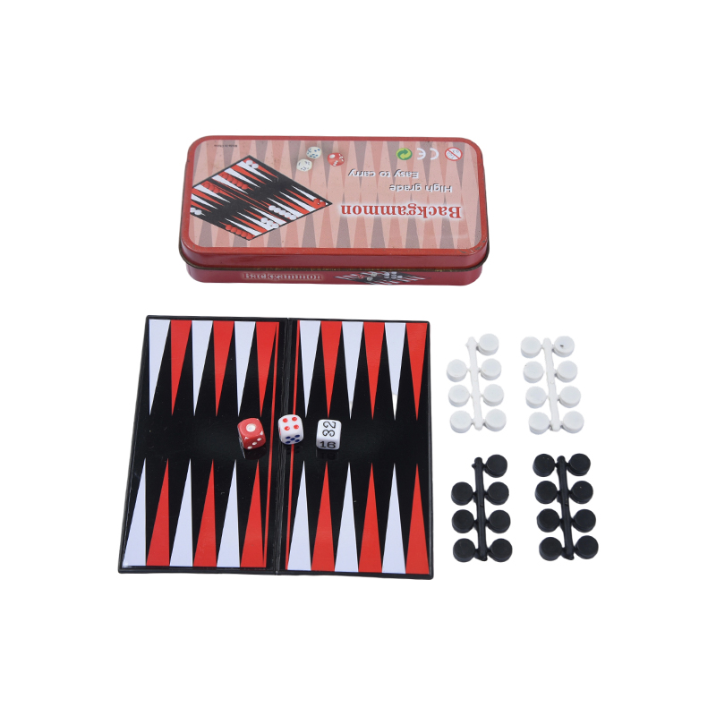 Kovové cínové puzdro Prenosná herná súprava Backgammon