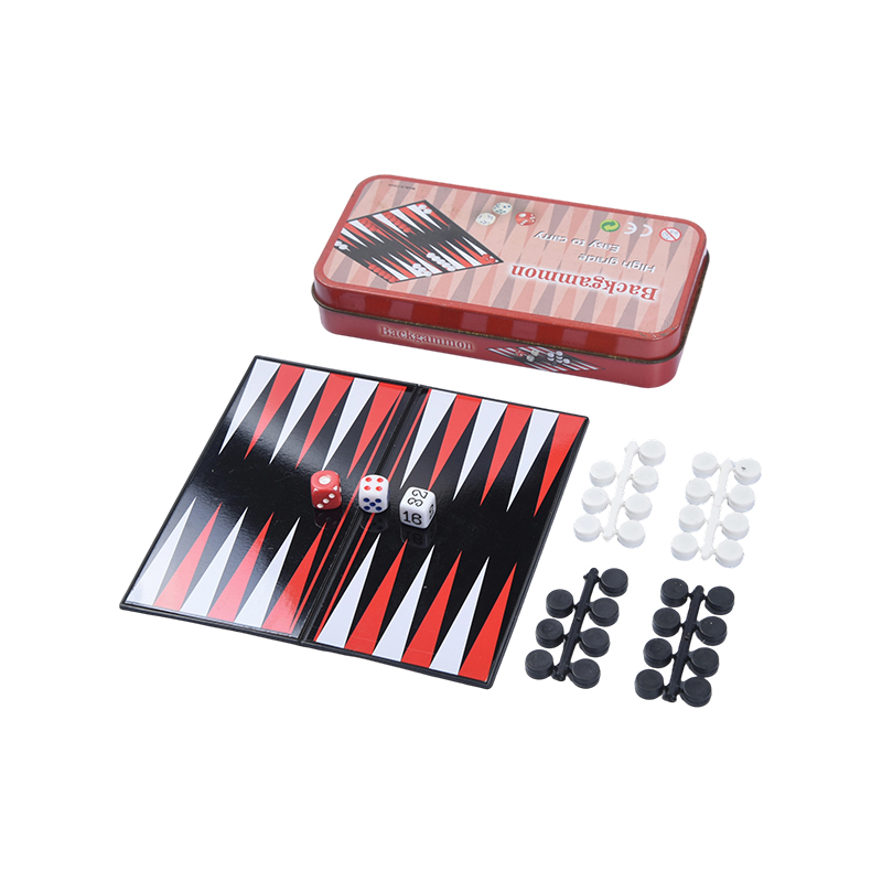Kovové cínové puzdro Prenosná herná súprava Backgammon