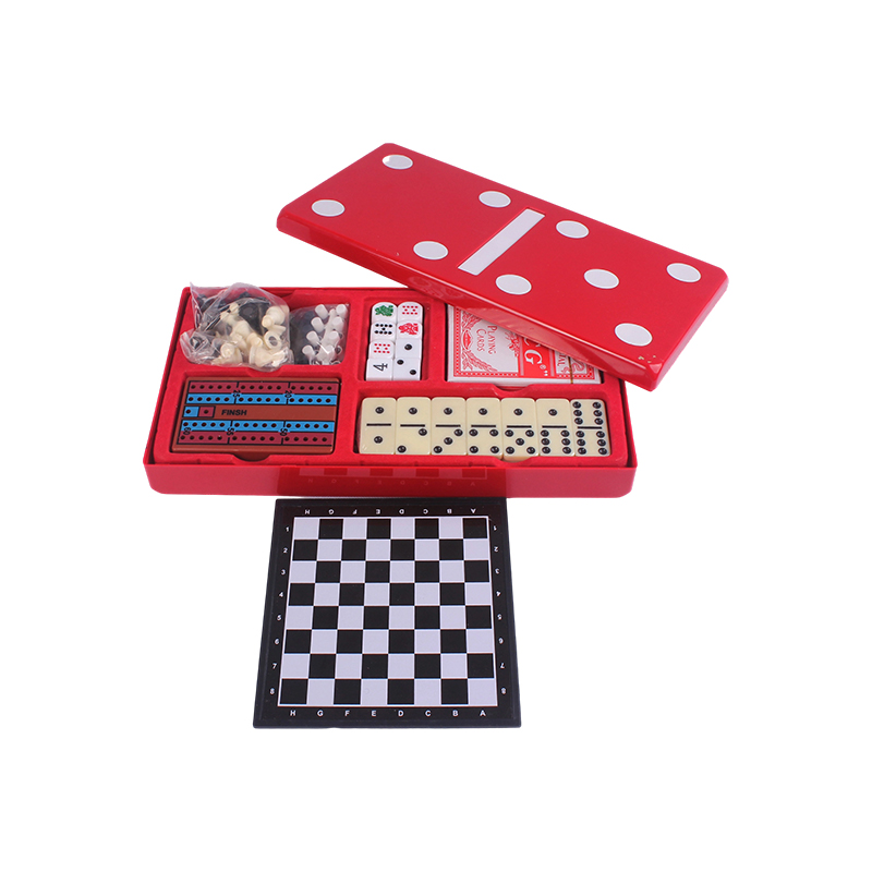 Červená bodkovaná edícia – klasická súprava domino & cribbage